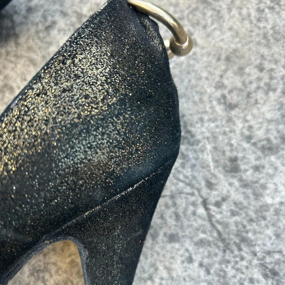 Guillaume Hinfray black and  gold peep toe heel, size 37.5 - Picture 14 of 16